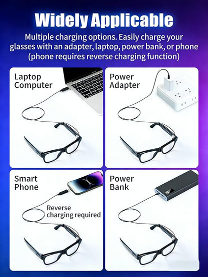 Ray-Ban Meta Charger, 2-in-1 Charging Set for Wayfarer, Headliner, Skyler - Desktop Dock (3.3ft) & Wearable Cable (4.9ft) - Portable Charging Solution for Travel, Office, Home, Meta Glasses Charger
