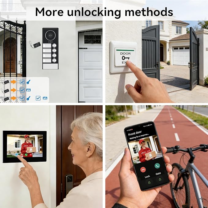 4 Units Apartment 2-Wire Video Intercom System