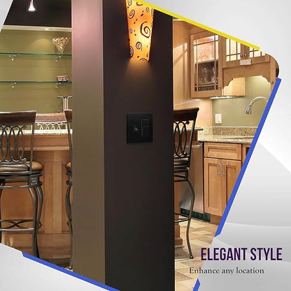 ENERLITES Combination Toggle Light Switch/Decorator Light Switch Plate, Double Switch Wall Plate, Standard Size 2-Gang 4.68" x 4.73", Polycarbonate Thermoplastic, Gloss Finish, SI881131-BK, Black