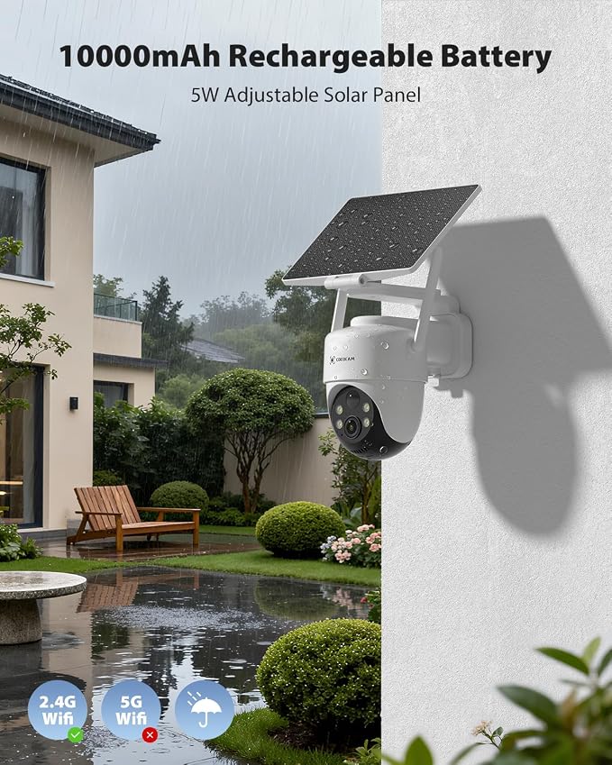 COCOCAM 4K 8MP Security Camera Outdoor Wireless WiFi,10000mAh Battery