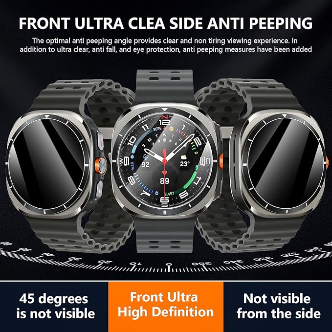 Suoman 4-Pack for Samsung Galaxy Watch 6 Classic 47mm Privacy Screen Protector, [Anti-peeping] 9H Hardness Ultra-thin Tempered Glass Screen Protective Film