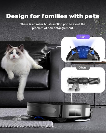 V3 Robot Vacuum and Mop, 3 in 1 Robot Vacuum Cleaner, Self-Charging Robotic Vacuum, 120 Min Runtime, 5000Pa Suction, 2.99" Thin, Support 2.4GWifi/ Alexa/App, for Pet Hair,Carpet,Hard Floor