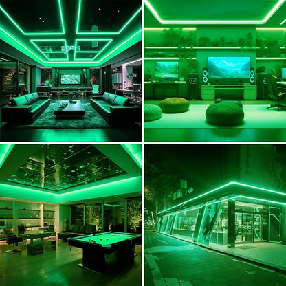 BENLUN AC 110V COB LED Strip Lights Outdoor Waterproof 65.6ft, Green Super Bright 200W LED Rope Light, IP65 Flexible Cuttable, for Bedroom Garden Commercial House Gaming Room Decor