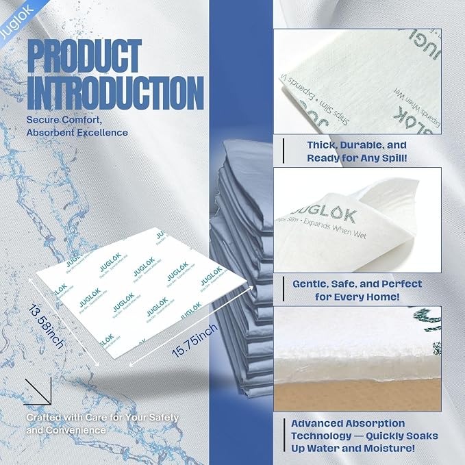 10 Pcs Water Absorbent Mats - 13.8" x 15.8" Reusable Water Absorbing Pads for Home, Kitchen, Garage, and Basement - Hand-Wringable Quick-Dry Water Absorbers (1 Pack, 10 Pcs)
