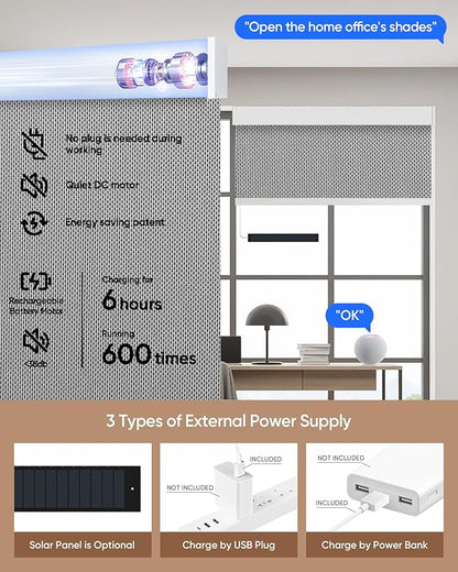 Motorized Blinds with Remote: Kincmo 100% Blackout Roller Shades Work with Apple Homekit,Alexa,Google Home, Customized Electric Blinds with App,Voice Control (100% Blackout Essential Grey)