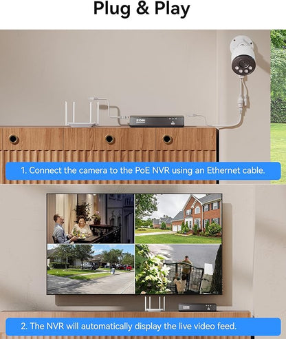 ZOSI 4K PoE Add on Security Camera,8MP Indoor Outdoor Bullet CCTV Surveillance IP Camera with Person Vehicle Detection,One-Way Audio,Metal Housing,Only Compatible with Same Brand 8MP/4K POE NVR
