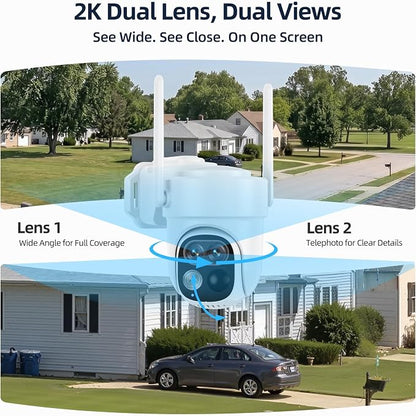 Security Cameras Wireless Outdoor, 2K HD Solar Powered Wifi Camera Outdoor