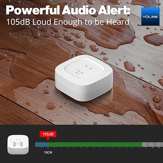 YoLink Smart Home Starter Kit: Hub & Water Leak Sensor 4 with 105dB Audio Alarm 3-Pack, SMS/Text, Email & Push Notifications, Freeze Warning, LoRa Up to 1/4 Mile Open-Air Range, w/Alexa, IFTTT