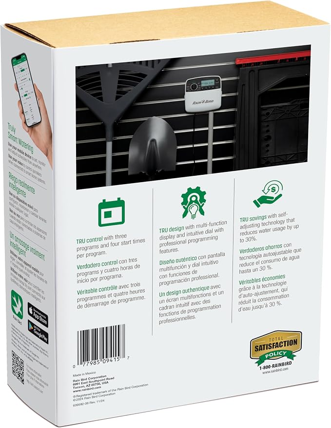 Rain Bird TRU8IW Irrigation Controller, Smart WiFi, Indoor, 8-Station