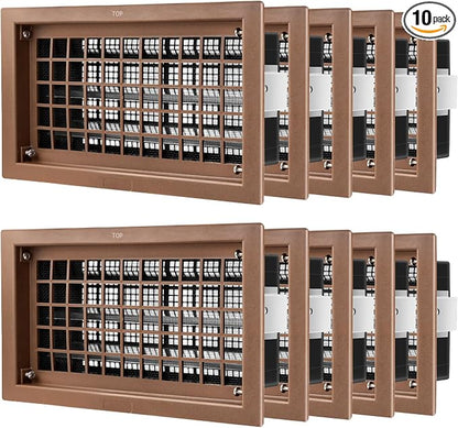 Crawl Space Foundation Vent Cover Automatic 8x16 Inch, Brown 10 Pack | Auto Open/Close at 40°F-70°F, Freeze Protection & Energy Saving, DIY Replacement for House, Mobile Home & Skirting, Plastic
