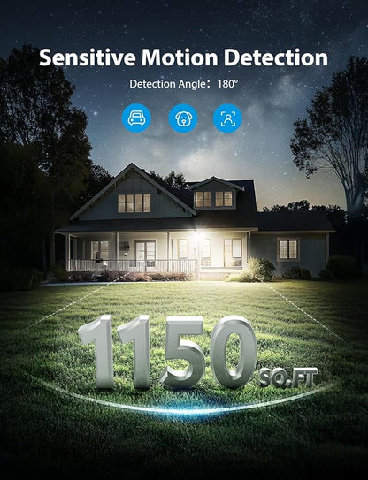 Onforu 32W 2 Head Motion Sensor Outdoor Lights, 3200LM 6500K LED Security Light Hardwired, Dusk to Dawn, Motion Detector Light for Outside, IP65 Waterproof Flood Lights for Garage, Yard(White)