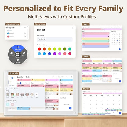 Digital Calendar 15.6" Chore Chart – 1080P Full HD Interactive Touchscreen, Smart Family Planner, Hearth Display Digital Wall & Desk Mountable for Seamless Scheduling
