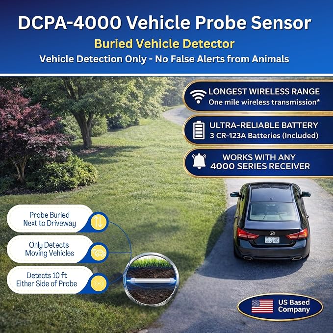 Dakota Alert DCPA-4000 Wireless Driveway Alarm Probe Kit with Bonus UT-4000