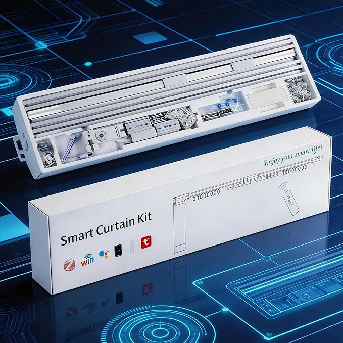 Smart Curtains, Universal Electric Curtain Accessories Installation Kit, Aluminum Alloy Thickened Silent Track 88.6''(2.2m), Including a Complete Set of Accessories, Excluding Curtain Motor