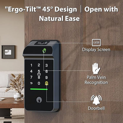 eLinkSmart Palm Vein Smart Door Lock Built-in WiFi, 6 in 1 Keyless Entry Door Lock with App Remote Alexa Control Auto Lock Rechargeable Battery, Waterproof Front Door Deadbolt No hub No Drilling
