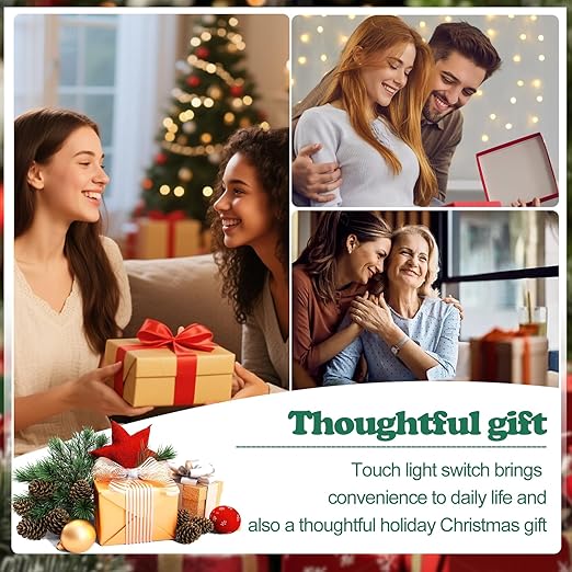 Touch Light Switch Christmas Tree Shaped Decoration Pendant Universal 3-Pin Socket Plug 118.1in Cord Total Power 120V 10A 1200W，Smart Touch Switch for Indoor Home Appliances Christmas Light String
