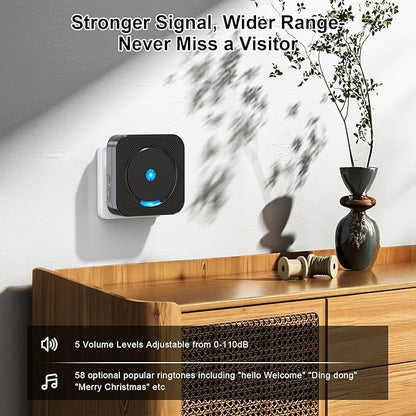 Wireless Doorbell Chime Extender - Compatible with Blink Video Doorbell, Easy Setup, 110 dB Loud Alarm (1 Video Doorbell Extender 1 Receiver）