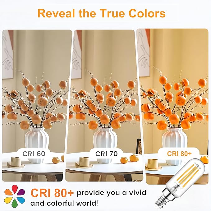 T6 E12 Candelabra Bulb LED, 6 Pack Dimmable Flicker-Free E12 LED Bulb 40w Equl 4W, 2700K Warm White Candelabra Light Bulbs T6/T25 Long Lasting E 12 Edison Light Bulbs for Chandeliers, Pendant