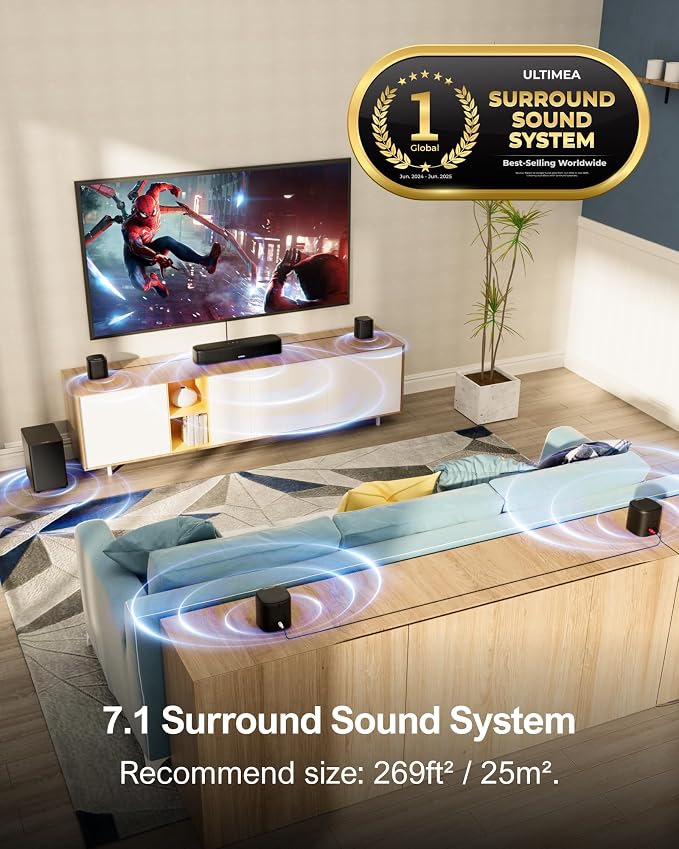 ULTIMEA 7.1ch Sound Bar with Subwoofer, Virtual Surround Sound System