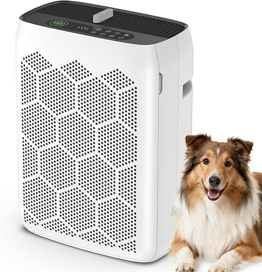 Air Purifiers for Home Large Room Up to 2200 Ft², HEPA Air Purifier for Bedroom with PM2.5 Air Quality Display, Washable Pre-Filter and Sleep Mode, Air Cleaner for Smoke, Dust & Pollen
