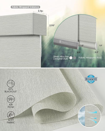 Yoolax Motorized Blinds with Remote, Light Filtering Smart Blinds Work with Alexa, Google, Automatic Roller Shades for Windows, Custom Electric Shades for Living Room (V-Shimmer Horizontal Beige)