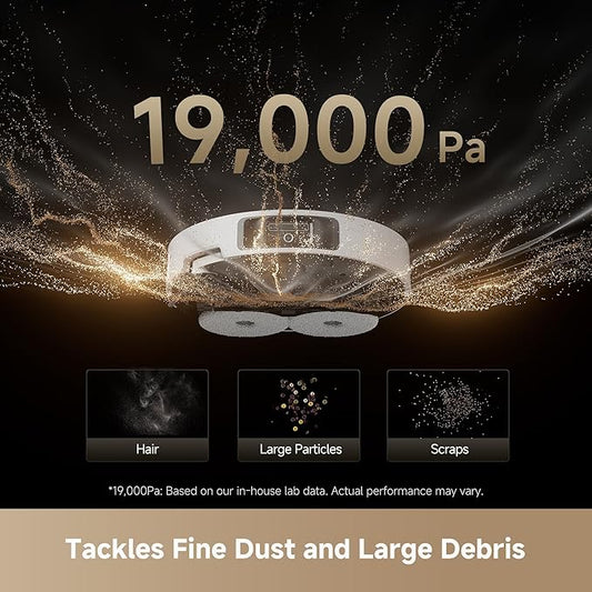 DREAME L40s Ultra Robot Vacuum and Mop, 19,000Pa Suction, Auto-Empty, Mop Self-Cleaning, 100% Detangling DuoBrush, Extending Mops and Side Brush, 1.57in Obstacle Clearing, App & Voice Control (White)