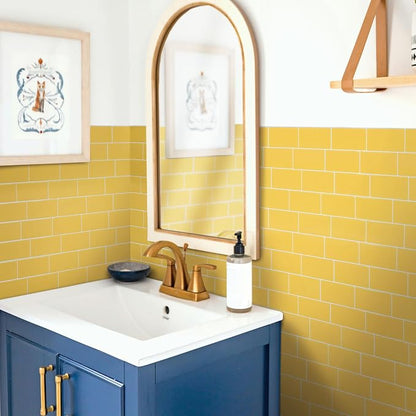 Smart Tiles Peel and Stick backsplash, Subway Yellow, 11.55"x8.38" | Pack of 5 (2.8 sq ft), Glossy, Heat/Moisture Resistant, Low VOC, Kitchen/Bathroom, Renter Friendly, Made in Canada