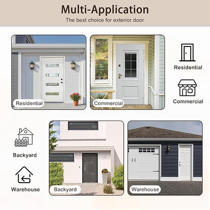 JUBEST 32" x 80" Steel Security Door, Universal/Reversible Outswing Security Screen Door, White Powder-Coated Surface Mount Frame with Expanded Metal Screen, Rust-Resistant, No Handles Included