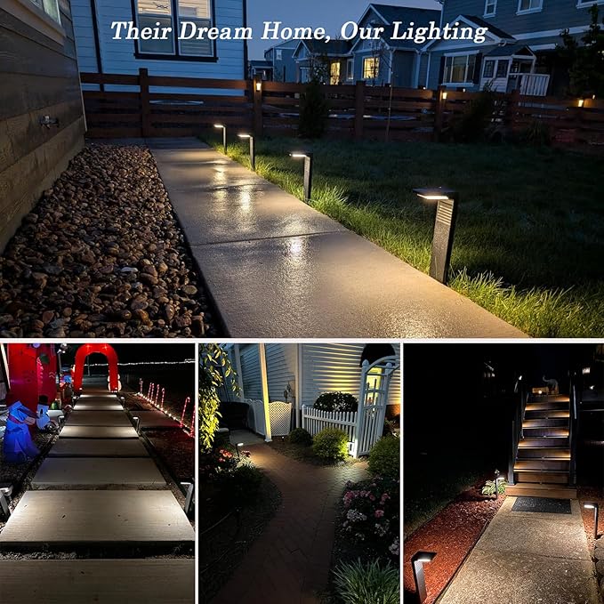 JOFIOS Solar Pathway Lights 6Pack with Warm White and Cool White Mode, Modern Solar Path Lights Outdoor Waterproof, Perfect Solar Lights for Backyard, Lawn, Driveway, Walkway, Garden Decorative.