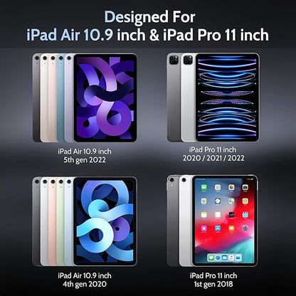 Peslv 4 Way Magnetic Privacy Screen Protector for iPad Air 5th 4th 10.9" & iPad Pro 11(2018-2022), Removable 360 Spy Private Filter, Anti Blue Light Glare Bubble-Free Black Security Protector