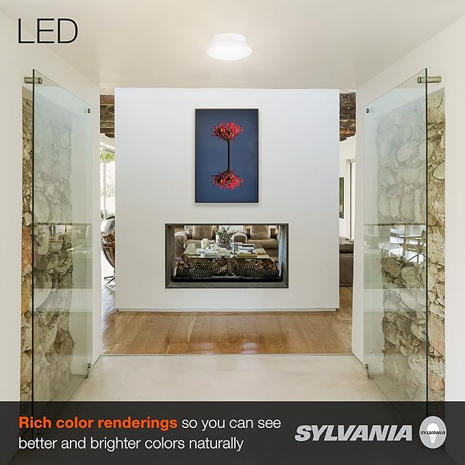 Sylvania Ultra LED Porcelain Ceiling Light Fixture, 60W : 9W, Energy Star, Non-Dimmable, Medium Base, 4000K, Cool White - 2 Pack (75081)