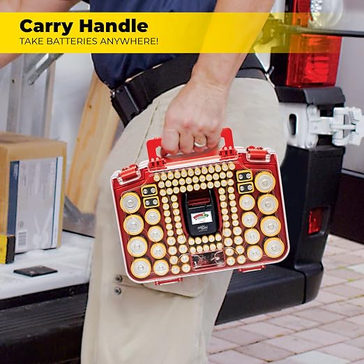 Ontel Battery Daddy Smart - Battery Organizer Storage Case with Tester,Stores & Protects Up to 150 Batteries,Clear Locking Lid,As Seen On TV,Smart - 150 Batteries (BADAS-MC4),(Pack of 4)