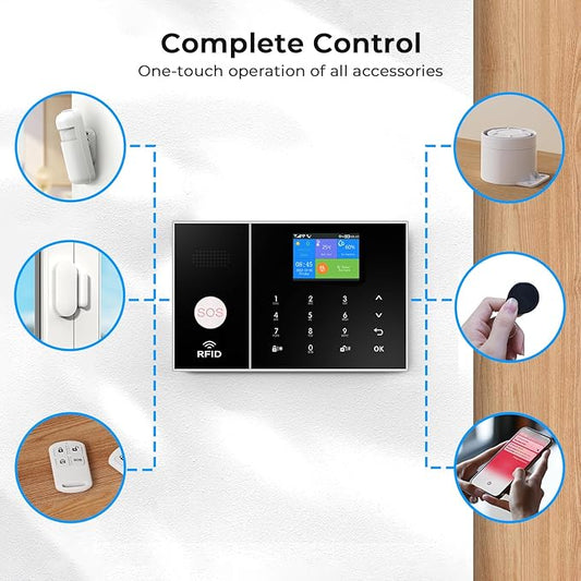 PGST Security Alarm System 99+3 Zone Auto Dial WiFi+GSM/4G Home Burglar Security Wireless GSM Alarm System Detector Sensor Kit Remote Control,Smart Life Tuya APP,NO Monthly Fees