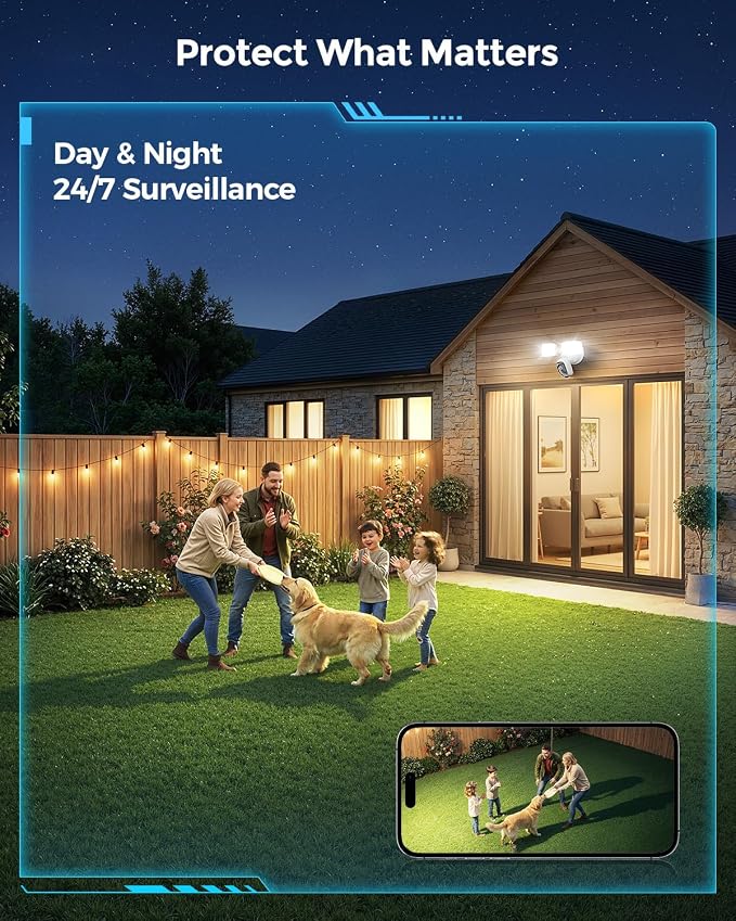 Onforu 2K Hardwired Floodlight Camera, 3500LM Motion Activated Outdoor Security Camera, 5G/2.4G WiFi Color Night Vision | 2-Way Audio | Siren | 24/7 Recording | IP65 Weatherproof | Works with Alexa