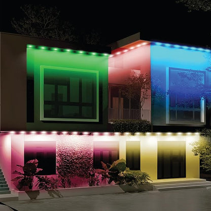 Feit Electric Permanent Outdoor Lights, Smart RGBIC String Lights, 50FT LED Christmas Lights, 2.4GHz WiFi-Enabled Under Eaves Light, Work with Alexa and Google Assistant, Weatherproof, SL50-36/RGB/AG