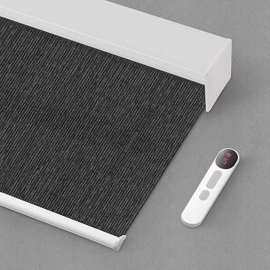 Bringnox Motorized Blinds with Remote,100% Blackout Smart Roller Blinds Compatible with Apple Homekit Google Home and Alexa Via HUB,and Customized (Grain Flint-27)