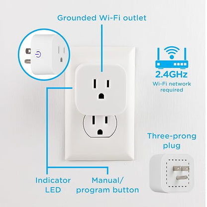 Enbrighten Matter Indoor Smart Plug, 1 Grounded Outlet, White | Matter Compatible, Indoor Use, No Hub Required, Works with Alexa & Google Home