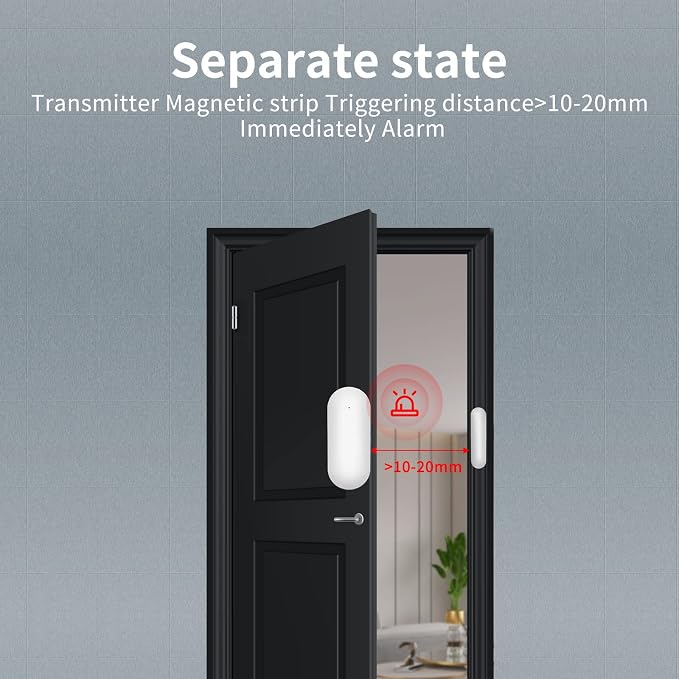 Door/Window Sensors Alarm System,Triggers APP Alarm NotificationImmediately Upon Door Opening, WiFi-Connected Smart Life Tuya Control for Apartment,Kids Safety