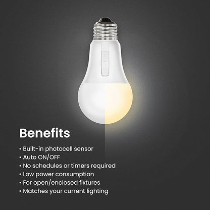 Feit Electric LED Dusk to Dawn Light Bulb, A21 100W Equivalent, 5CCT, Non-Dimmable, E26 Medium Base, 90 CRI, 1500 Lumens, Adjustable White, 15 Years Lifetime, OM100/5CCTCA/DD/LEDI