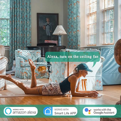 Smart WiFi Universal Ceiling Fan Remote Control Kit, 3-Speed Light Dimmer Wall Controls Compatible with Alexa Google Phone APP Control, Replacement for Hunter Hampton Bay Harbor Breeze