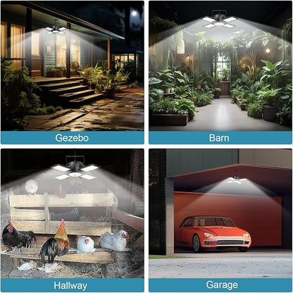 INXPHY Solar Shed Light 1200LM Ultra Bright, 174LEDs Motion Sensor Pendant Light with Remote & Timer, 6500K Daylight, IP65 Waterproof, 120° Adjustable 4+1 Solar Powered Light for Garage Camping Plants