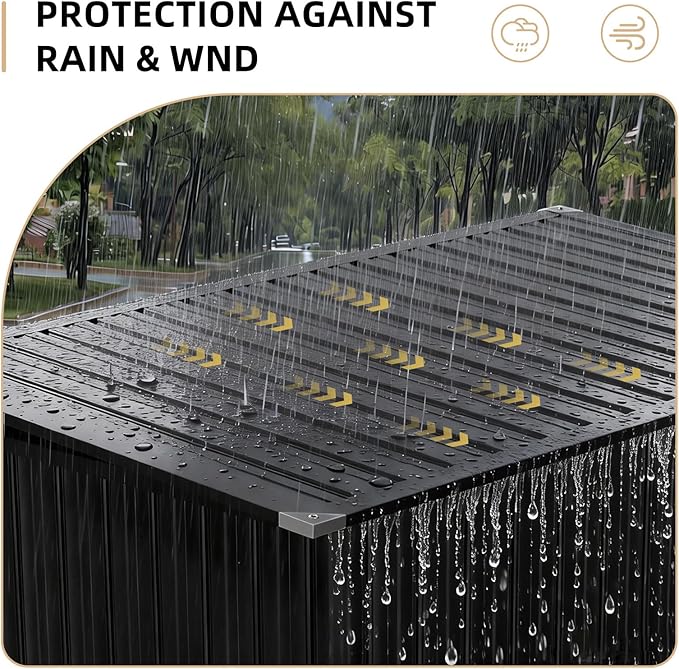 Outdoor Trash Can Storage Shed - Metal Waterproof Outdoor Garbage Can Organizer with Chain Lid, Ideal for Trash Bins, Toys, Garden Tools for Garden/Backyard/Patio