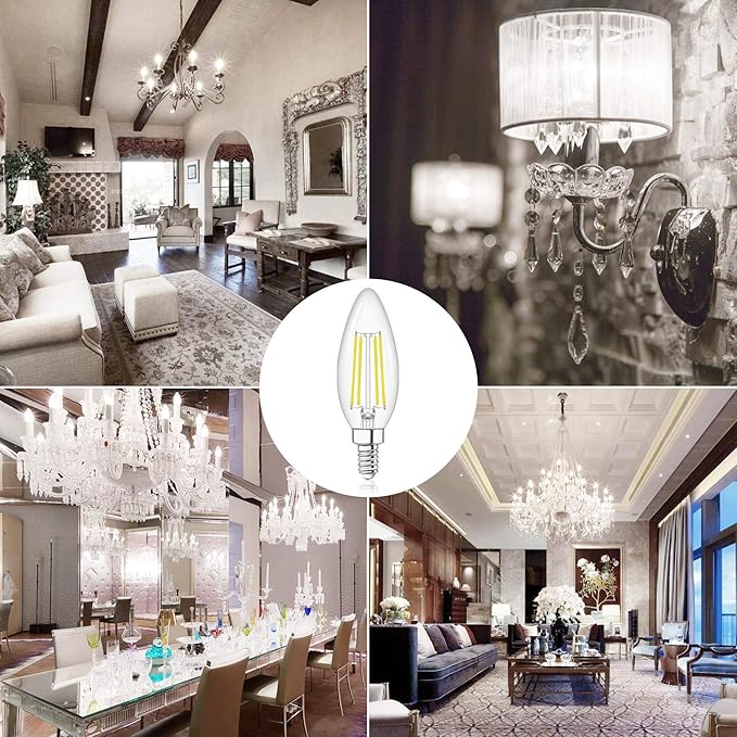 winshine E12 Candelabra LED Bulbs Dimmable 4000K Natural White 60W Equivalent,Type B Light Bulb for Chandelier, C35 Ceiling Fan Light Bulb Clear Glass,600LM,6 Pack