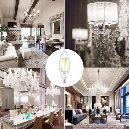 winshine E12 Candelabra LED Bulbs Dimmable 4000K Natural White 60W Equivalent,Type B Light Bulb for Chandelier, C35 Ceiling Fan Light Bulb Clear Glass,600LM,6 Pack
