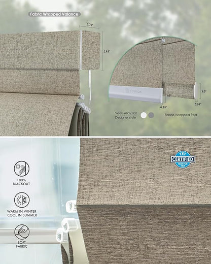 Yoolax Motorized Roman Shades with Remote, Smart Roman Shades for Indoor Windows, Blackout Automatic Blinds Work with Alexa, Google, Apple Homekit for Living Room Bedroom, Customized (Caramel Gold)