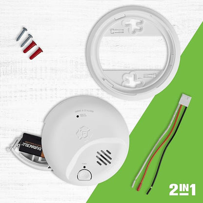 First Alert SMICO100-AC Interconnect Hardwire Combination Smoke & Carbon Monoxide Alarm with Battery Backup - 3 Pack