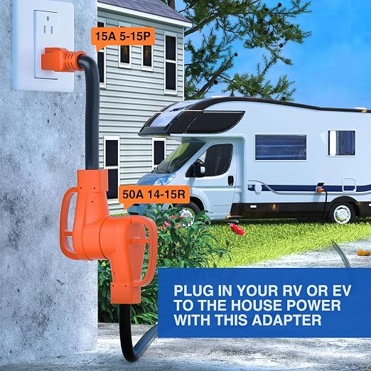 Nilight 15 Amp to 50 Amp RV Power Adapter Cord 5-15P to 14-50R