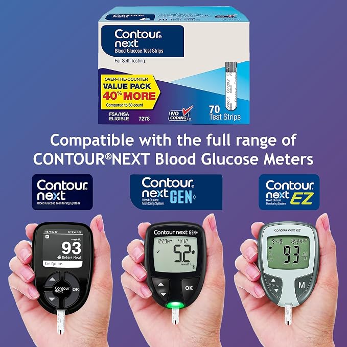 Ascensia Contour Next Blood Glucose Diabetes Test Strips, 70 Count