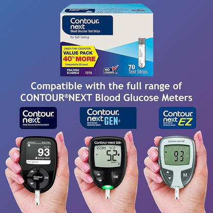 Ascensia Contour Next Blood Glucose Diabetes Test Strips, 70 Count