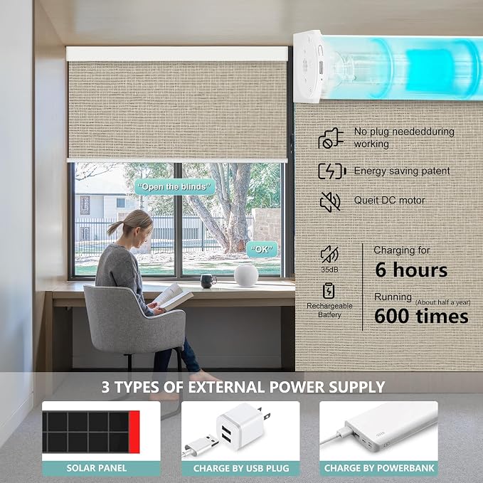 Motorized Blinds with Remote,100% Blackout Motorized Roller Shades